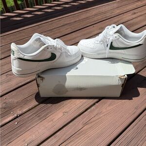 Nike White Sneakers with Green Accents